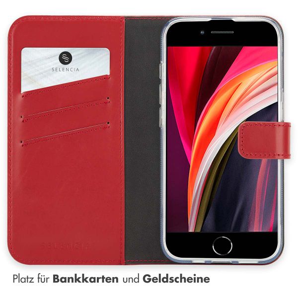 Selencia Echtleder Buchhülle iPhone 16e - Rot