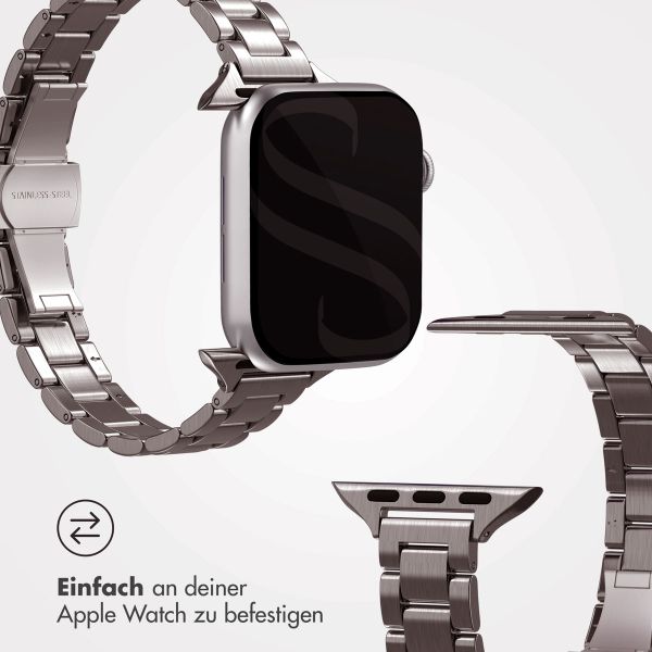 Selencia Slim Stahlgliederarmband für das  Apple Watch Series 1 t/m 9 / SE (38/40/41 mm) | Series 10 / 11 (42 mm) - Silber