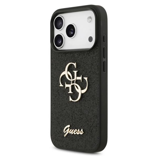 Guess 4G Metal Logo Back Cover mit Glitter Apple iPhone 17 Pro - Schwarz
