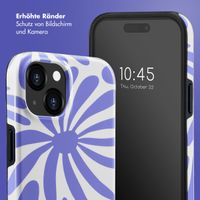 Selencia Vivid Tough Back Cover für das iPhone 15  - Modern Bloom Sapphire Blue