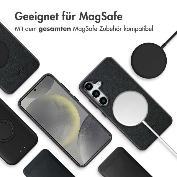 Accezz MagSafe Leather Backcover für das Samsung Galaxy S25 Plus - Onyx Black