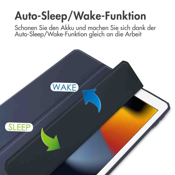 imoshion Trifold Hardcase Klapphülle Apple iPad 9 (2021) 10.2 Zoll / iPad 8 (2020) 10.2 Zoll / iPad 7 (2019) 10.2 Zoll - Dunkelblau