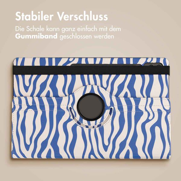 imoshion 360° drehbare Design Klapphülle Samsung Galaxy Tab S10 Ultra / Tab S9 Ultra - White Blue Stripes
