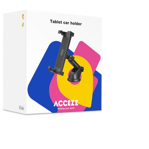 Accezz Tablet halterung Auto - Armaturenbrett und Windschutzscheibe - Verstellbar - Universal - Schwarz