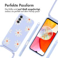 imoshion Silikonhülle design mit Band für das Samsung Galaxy A14 (5G/4G) - Lila Flower Distance