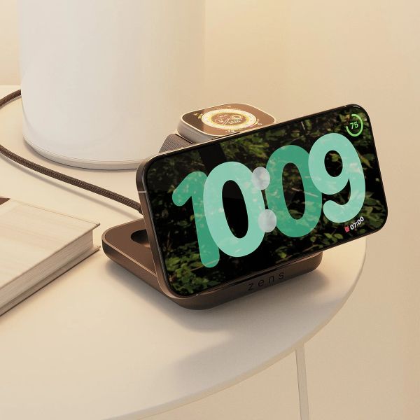 Zens Nightstand Charger Pro 2 next gen - Kabelloses Ladegerät für Telefon / Earbuds / Apple Watch - MagSafe und Qi2 - Schwarz