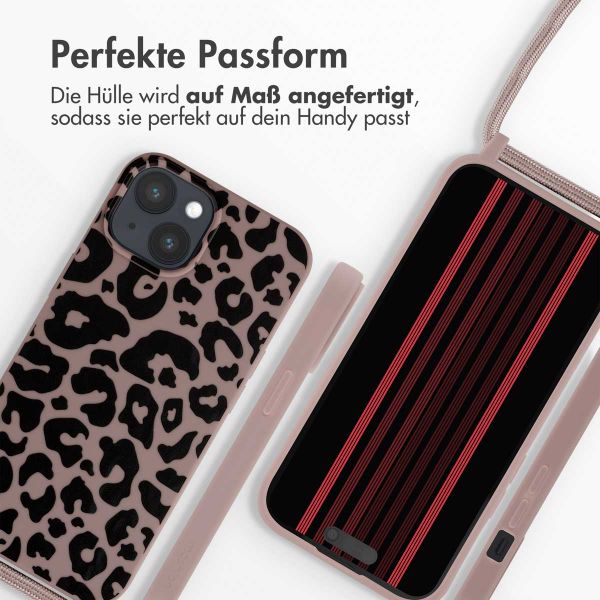 imoshion Silikonhülle design mit Band für das iPhone 15 - Animal Pink