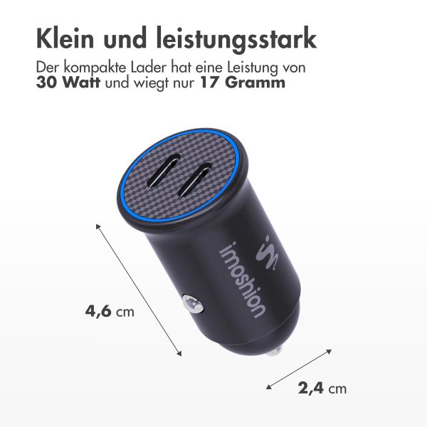 imoshion Auto-Ladegerät – 30-Watt-Schnellladegerät mit 2x USB-C