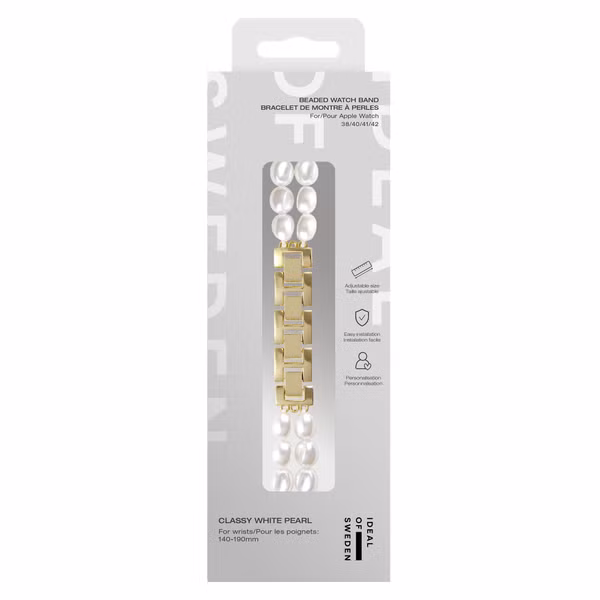 iDeal of Sweden Beaded Watch Band für Apple Watch | 38/40/41/42 mm - Classy White Pearl