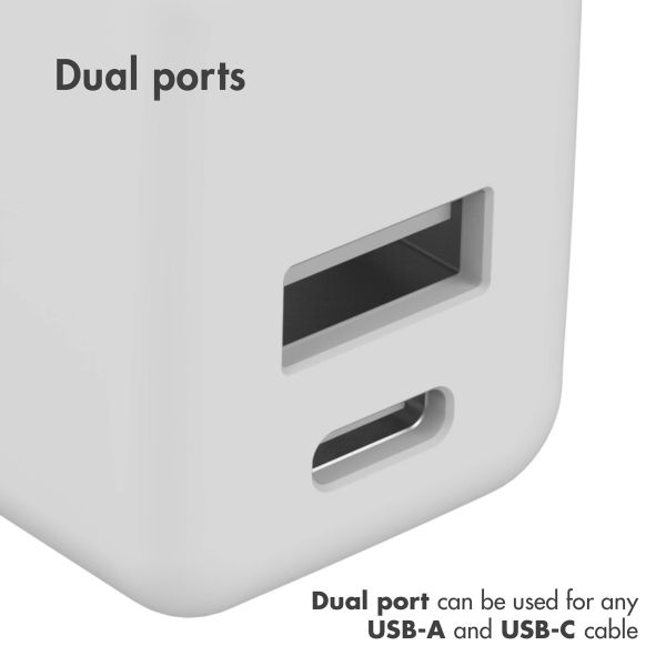 imoshion Wandladegerät - Ladegerät - USB-C- und USB-Anschluss - Power Delivery - 20 Watt - Weiß