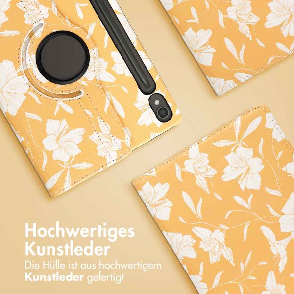 imoshion 360° drehbare Design Klapphülle Samsung Galaxy Tab S9 11.0 Zoll - Yellow Flowers