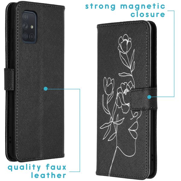 imoshion Design TPU Klapphülle Galaxy A71 - Woman Flower Black