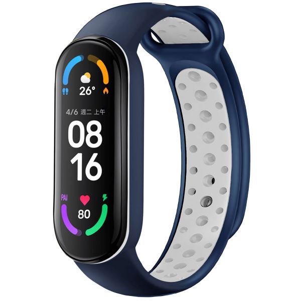 imoshion Silikonband Sport für das Xiaomi Mi Band 5 / 6 - Blau / Weiß