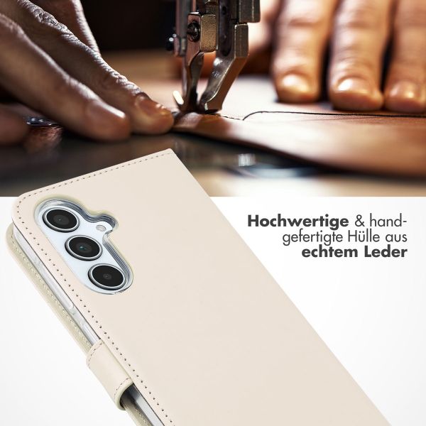 Selencia Echtleder Klapphülle Samsung Galaxy A35 - Greige