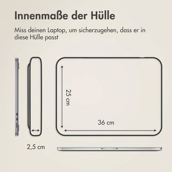 Accezz Leather Laptop Hülle mit Reißverschluss 13-14 Zoll - Laptop Sleeve - Beige