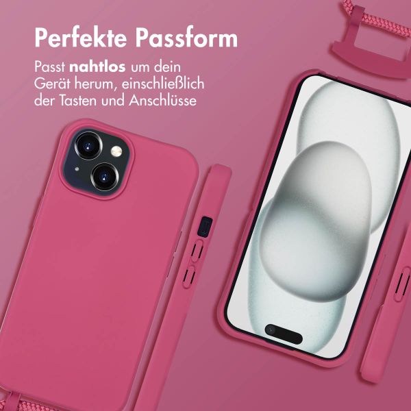 imoshion Color Backcover mit abnehmbarem Handykette und MagSafe Apple iPhone 15 - Raspberry