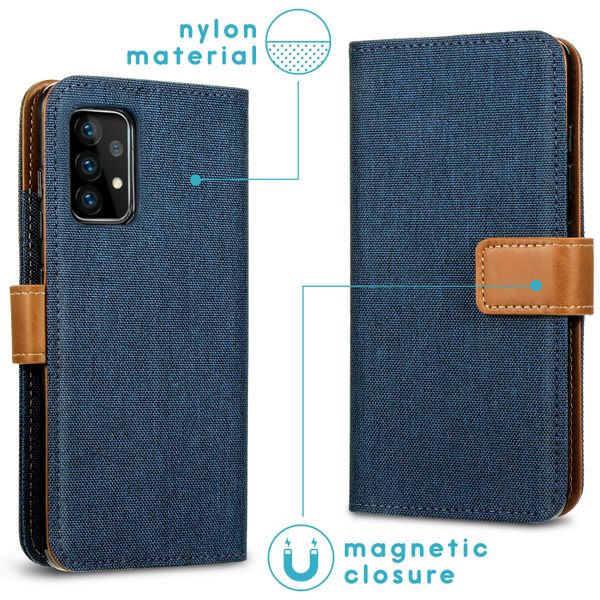 imoshion Luxuriöse Canvas-Klapphülle Samsung Galaxy A72 - Dunkelblau