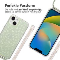 imoshion Design Hülle mit Band Apple iPhone 15 - Smoke Green Flowers