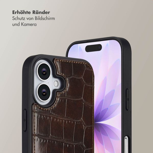 Selencia Nova Croco HandyHülle mit Kordel und Kartenhalter Apple iPhone 17 - Choco Brown
