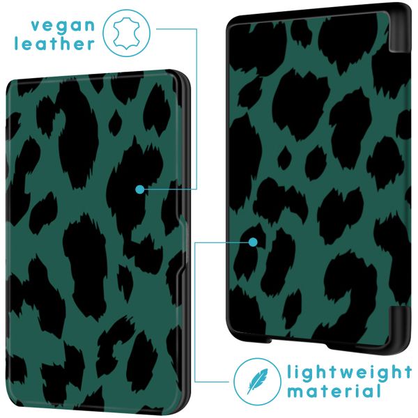 imoshion Design Slim Hard Case Klapphülle für das Tolino Shine 4 - Green Leopard