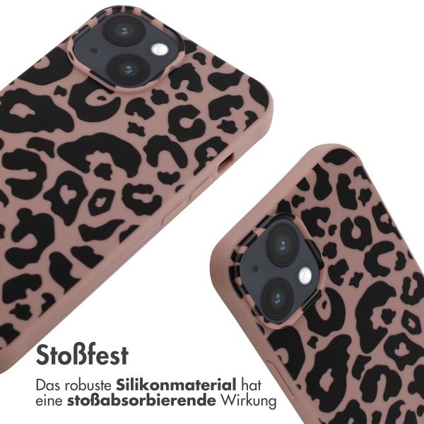 imoshion Silikonhülle design mit Band für das iPhone 14 - Animal Pink