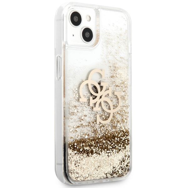 Guess 4G Logo Liquid Glitter Back Cover für das iPhone 13 Mini - Gold