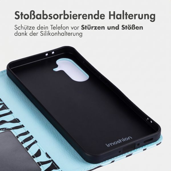 imoshion Design Klapphülle Samsung Galaxy A36 - Black Blue Stripes