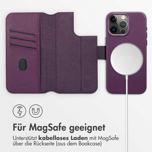 Accezz 2-in-1 Klapphülle aus Leder mit MagSafe für das Apple iPhone 15 Pro Max - Heath Purple