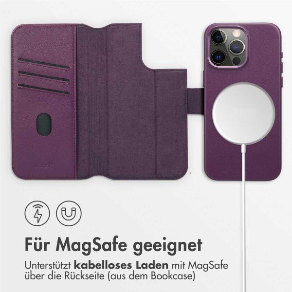 Accezz 2-in-1 Klapphülle aus Leder mit MagSafe für das iPhone 15 Pro Max - Heath Purple