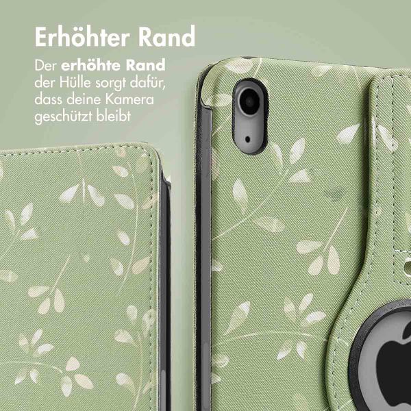 imoshion 360° drehbare Design Klapphülle für das iPad 11 (2025) 11 Zoll / iPad 10 (2022) 10.9 Zoll - Green Flowers