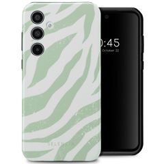 Selencia Vivid Tough Back Cover für das Samsung Galaxy A35 - Colorful Zebra Sage Green