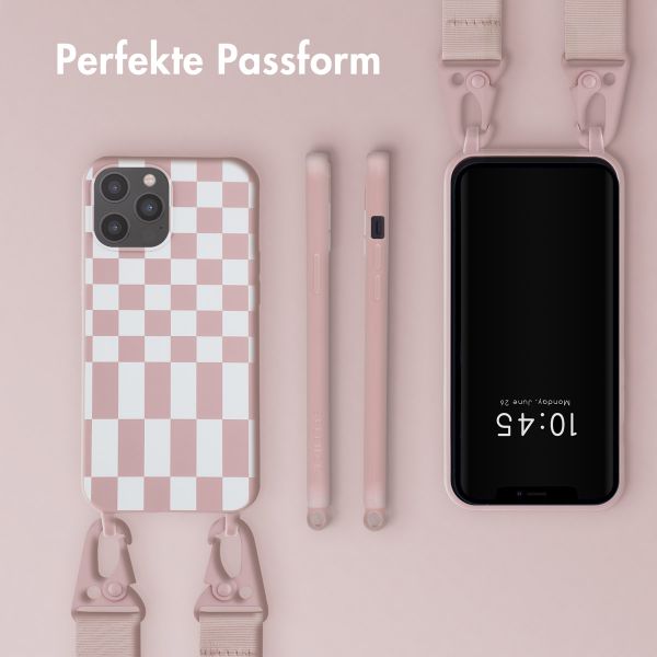 Selencia SilikonHülle design mit abnehmbarem Band Apple iPhone 12 Pro Max - Irregular Check Sand Pink