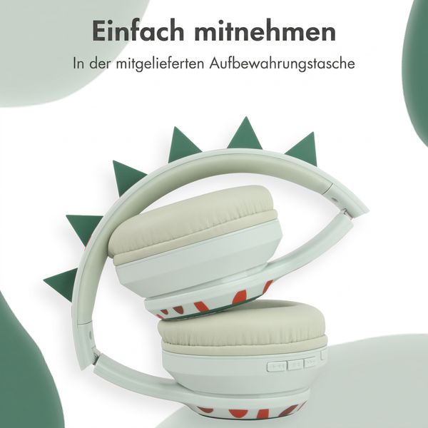 imoshion Kabellose Kinderkopfhörer Dino LED Light - Dezibelbegrenzer - Mit AUX-Kabel - Brown / Orange