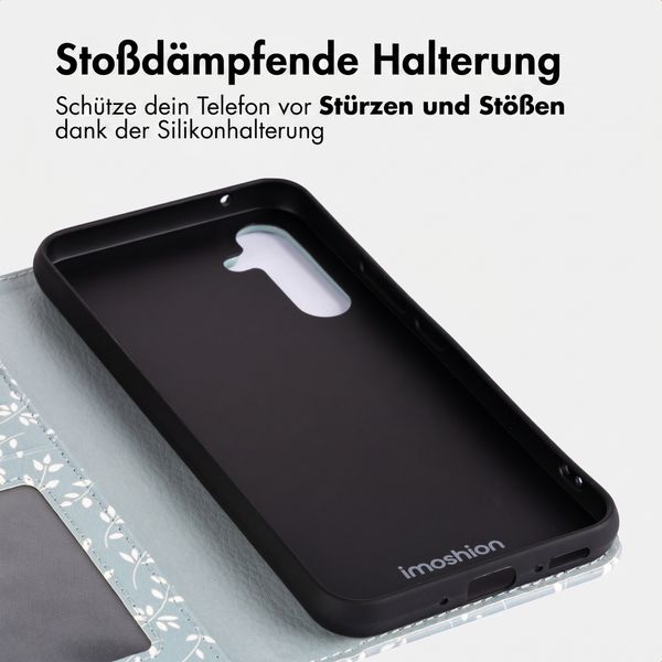 imoshion Design Klapphülle Samsung Galaxy A54 (5G) - Smoke Green Flowers