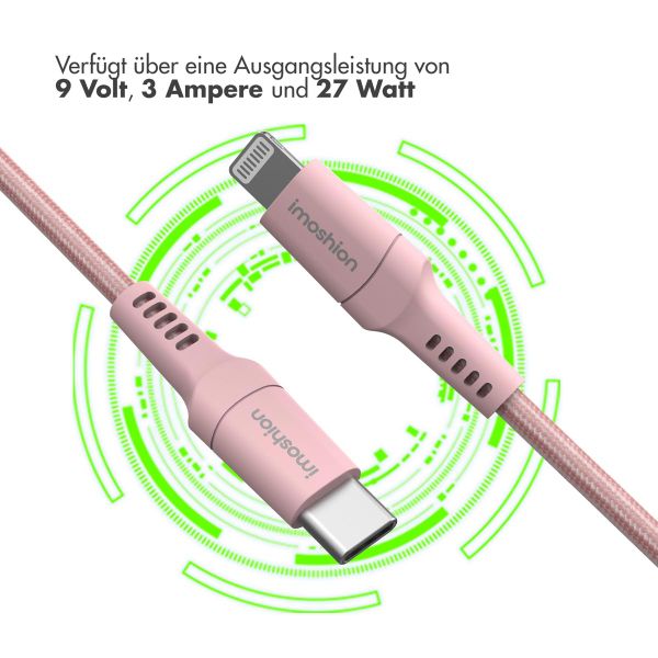 imoshion ﻿Lightning- auf USB-C-Kabel – nicht MFi-zertifiziert – Geflochtenes Gewebe – 2 m – Rosa