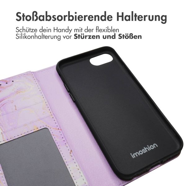 imoshion ﻿Design Klapphülle für das iPhone SE (2022 / 2020) / 8 / 7 / 6(s) - Purple Marble