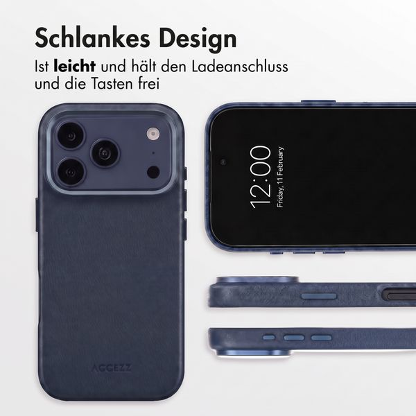 Accezz MagSafe Leather Backcover Apple iPhone 18 Pro Max / 17 Pro Max - Nightfall Blue