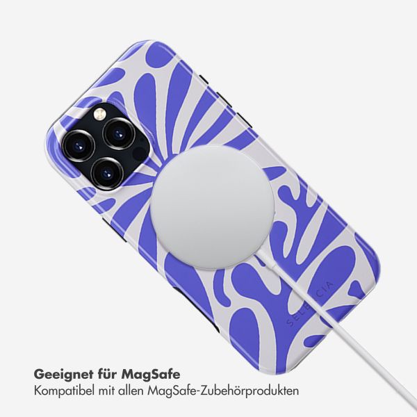 Selencia Vivid Tough Back Cover MagSafe für das Apple iPhone 16 Pro Max - Modern Bloom Sapphire Blue