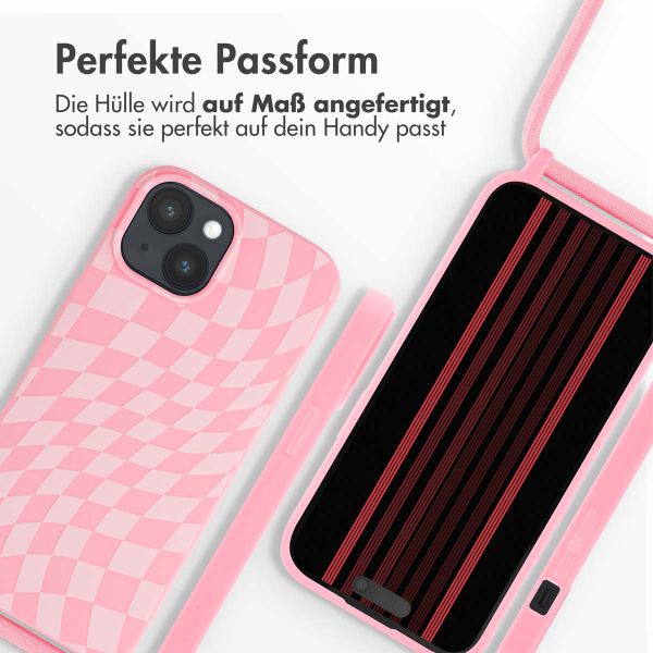 imoshion Silikonhülle design mit Band für das iPhone 15 - Retro Pink