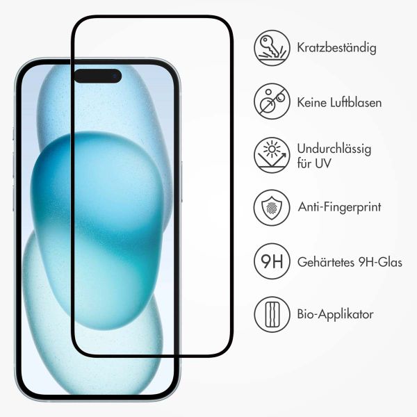 Accezz Vollflächige Schutzfolie aus gehärtetem Glas mit Applikator für das iPhone 15 Plus - Transparent