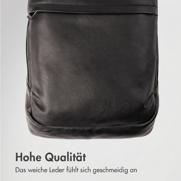 Accezz Leather Laptop Rucksack 16 Zoll - Schwarz