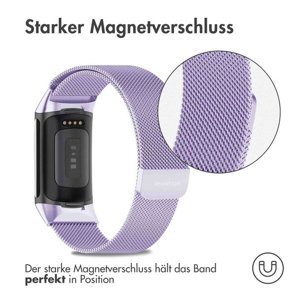 imoshion Mailändische Magnetarmband für das Fitbit Charge 5 / Charge 6 - Größe M - Violett