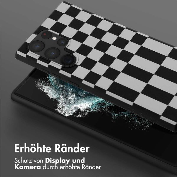 Selencia SilikonHülle design mit abnehmbarem Band Samsung Galaxy S22 Ultra - Irregular Check Black