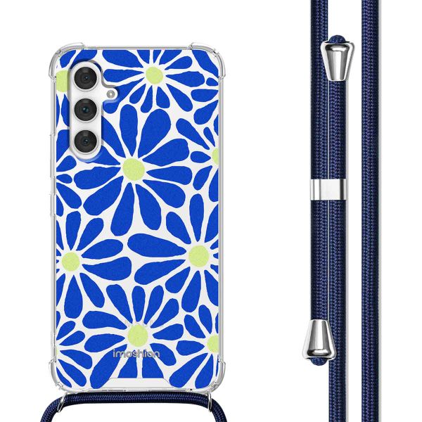 imoshion Design Hülle mit Band Samsung Galaxy A54 (5G) - Cobalt Blue Flowers Connect