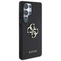 Guess 4G Metal Logo Saffiano Backcover Samsung Galaxy S25 Ultra - Schwarz