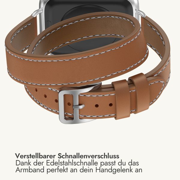 Selencia Élan Double strap Armband für Apple Watch | 38/40/41/42 mm - Hellbraun