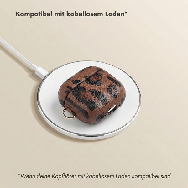 Selencia Sabi Hülle Panthermuster  Apple Airpods 4 - Mocha Brown