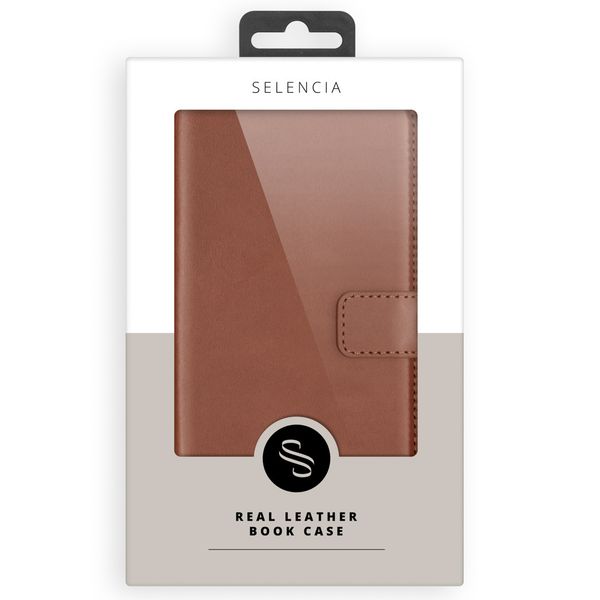 Selencia Echtleder Klapphülle iPhone Xr - Braun
