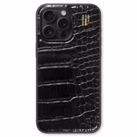 iDeal of Sweden Vegan Leather Back Cover für das Apple iPhone 14 Pro Max - Black Croco