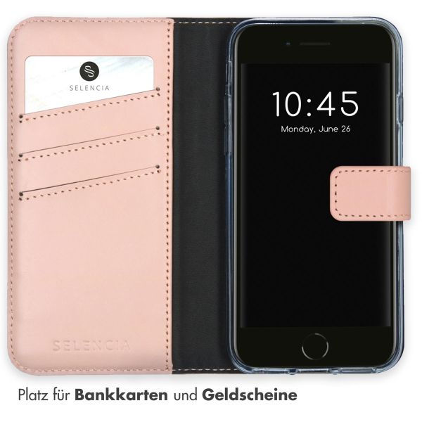 Selencia Echtleder Klapphülle iPhone SE (2022 / 2020) / 8 / 7 / 6(s) - Dusty Pink